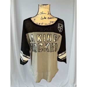 Carl Banks GIII for Her Women's Size Large LA Kings Hockey Jersey Shirt Top
